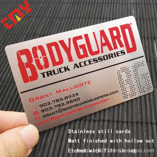 Stainless Steel Metal Business Card,Custom Etching Spot Colors Metal Business Card Cut Through Areas